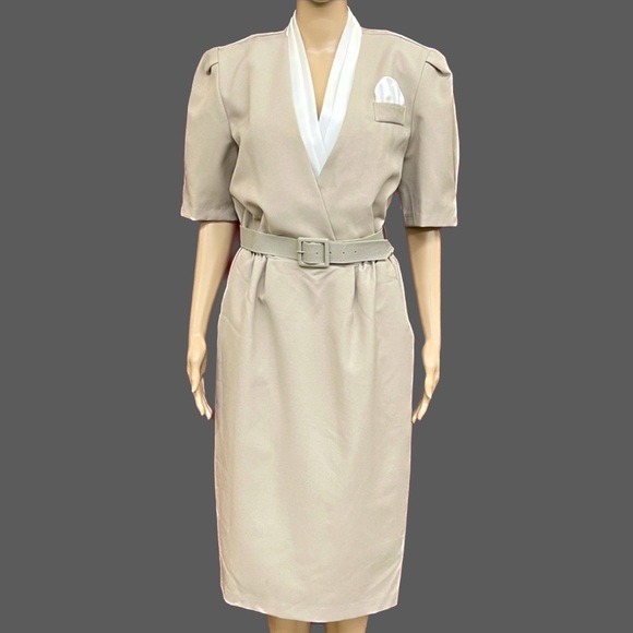 Vintage 1980’s Penbrooke Lane Belted Dress with pockets size 12 - Picture 1 of 10